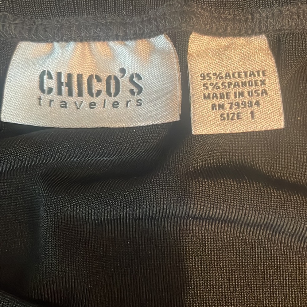 Chicos travelers maxi skirt black knit stretch elastic waist women’s size 1 M 8 - Picture 6 of 8